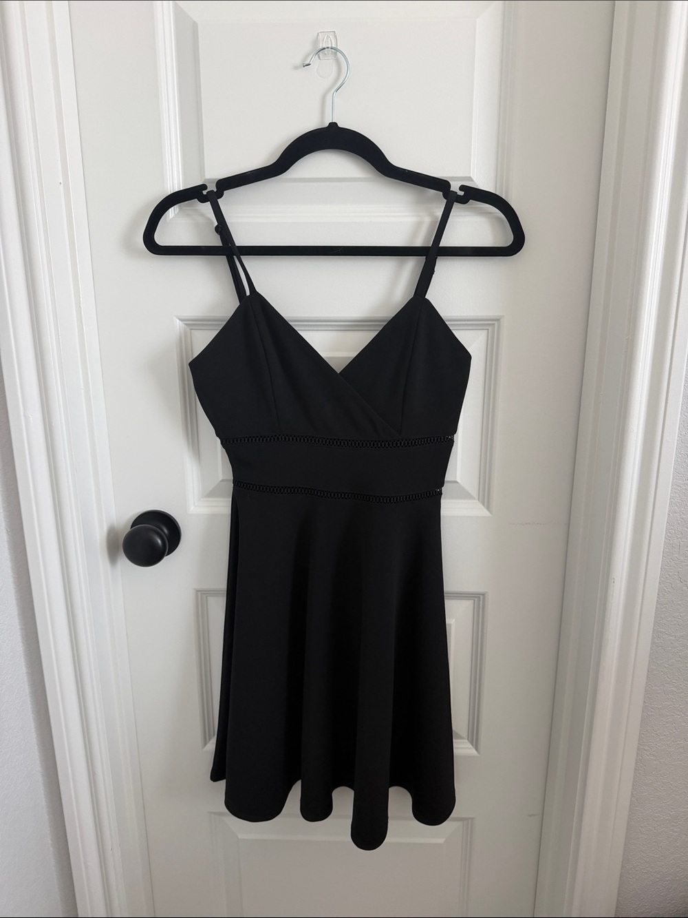 Francesca's Collections Black Spaghetti Strap Fit-and-Flare Mini Dress